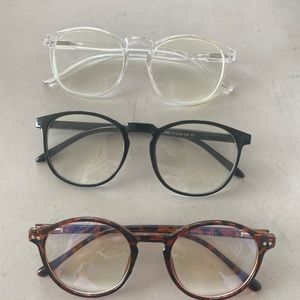 3 Brand New Blue Light Sunglasses - tortoise, clear and black